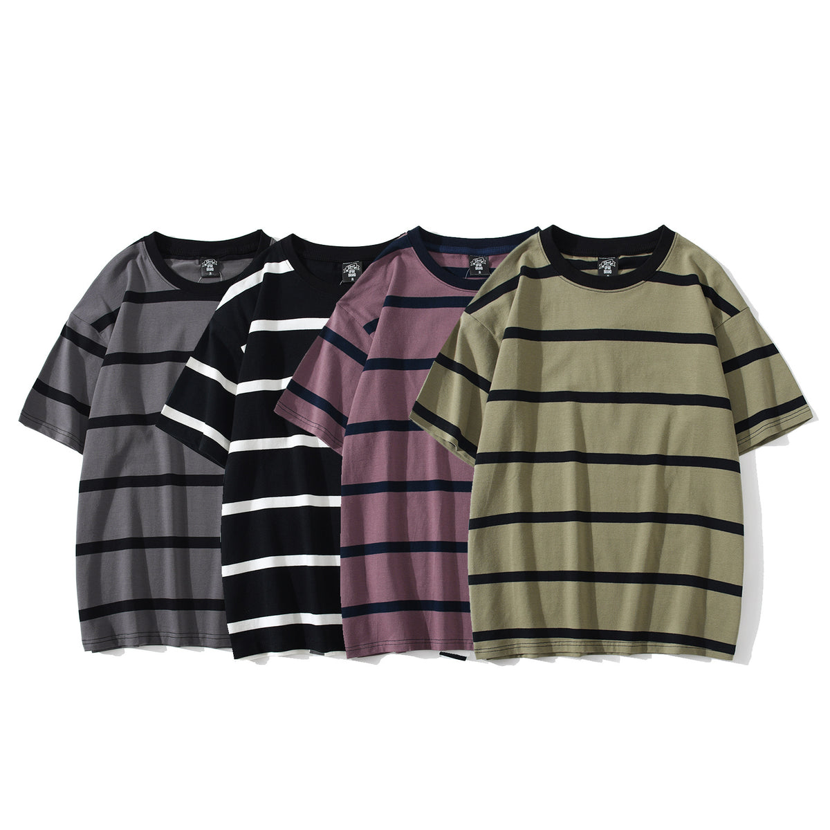 Striped Short-sleeved T-shirt Men's Fashion Simple And Loose