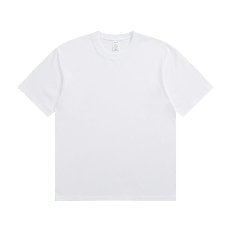 Men's Cotton T-shirt Heavy Solid Color Round Neck Short Sleeves