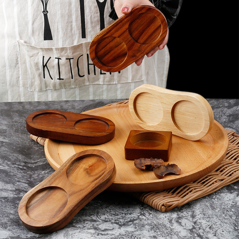 Solid Wood Pepper Mill Base Locust Manganese Rubber Wood Double Hole Tray