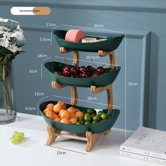 Snack plate and fruit plate-three-layer-avocado green-1 piece
