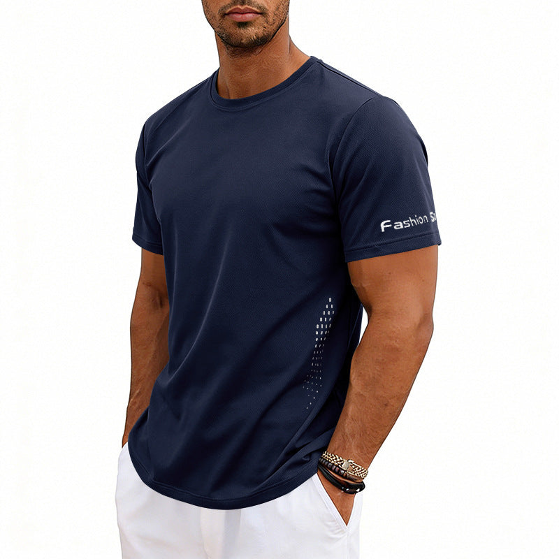 Plus-size Men's Summer Athletic Quick Dry Crewneck Short Sleeves