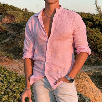 Men's Shirts Fashion Solid Color Simple Casual