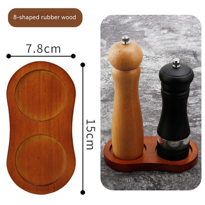 Solid Wood Pepper Mill Base Locust Manganese Rubber Wood Double Hole Tray