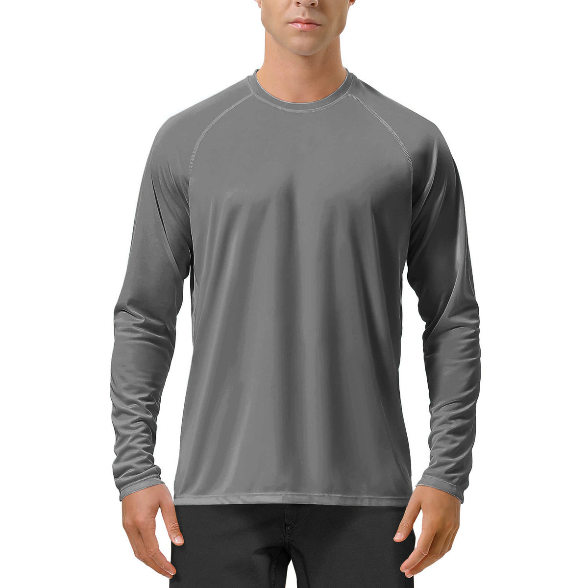 Quick-drying Solid Color Round Neck Sports Training Stretch Sun Protection Long Sleeve