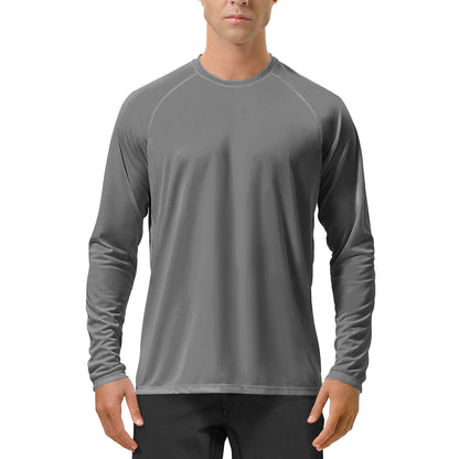 Quick-drying Solid Color Round Neck Sports Training Stretch Sun Protection Long Sleeve