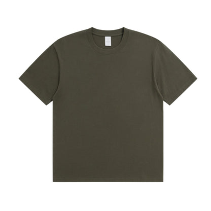 Men's Cotton T-shirt Heavy Solid Color Round Neck Short Sleeves