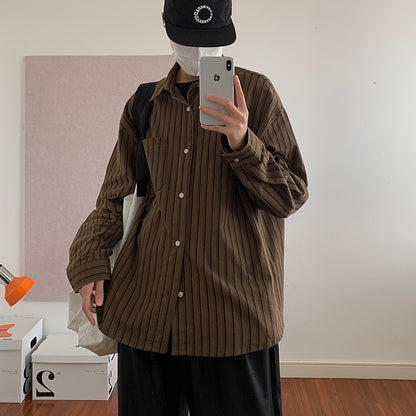 Men's Vintage Striped Long-sleeved Shirt