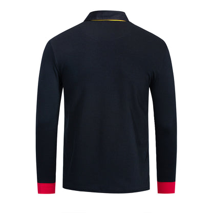 Men's Color-blocking Cotton Lapel Shirt