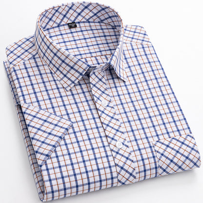 Cotton Men's Plaid Short-sleeved Shirt