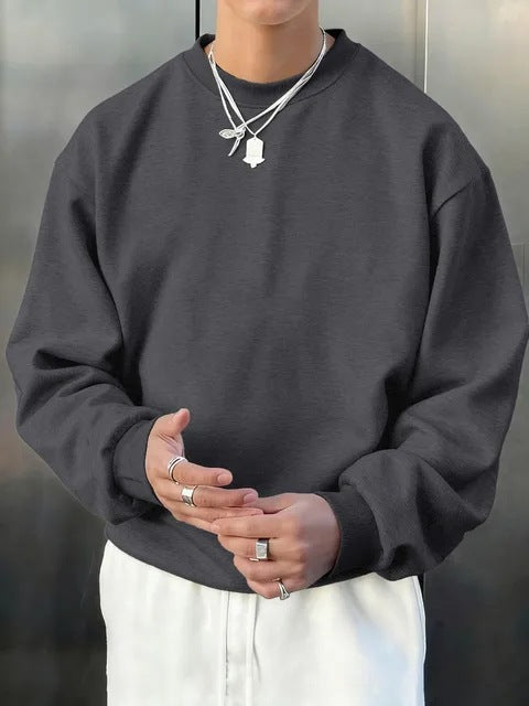 Mens Long-sleeve Wool Pullover Casual Sweatshirt