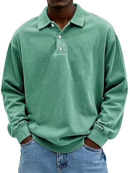 Fall Men's Long Sleeve Polo Shirts Casual Breathable Comfortable Tees Shirt Solid High Quality Sweatshirt Male T-Shirt