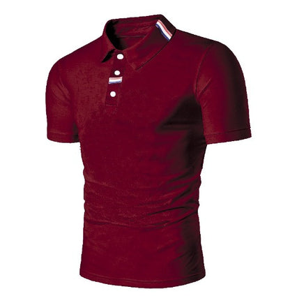 Men's Fashion Polo Shirt Lapel Short Sleeve Ribbon Decorative T-shirt