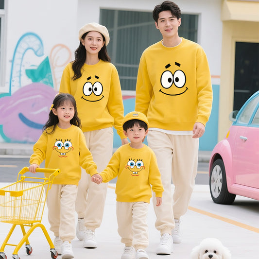 Parent-Child Matching Sweatsuits Fall Winter For Families Of Three Or Four Casual Loose-Fitting