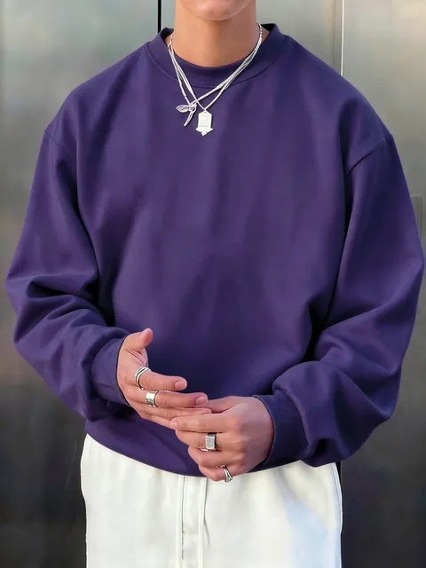 Mens Long-sleeve Wool Pullover Casual Sweatshirt