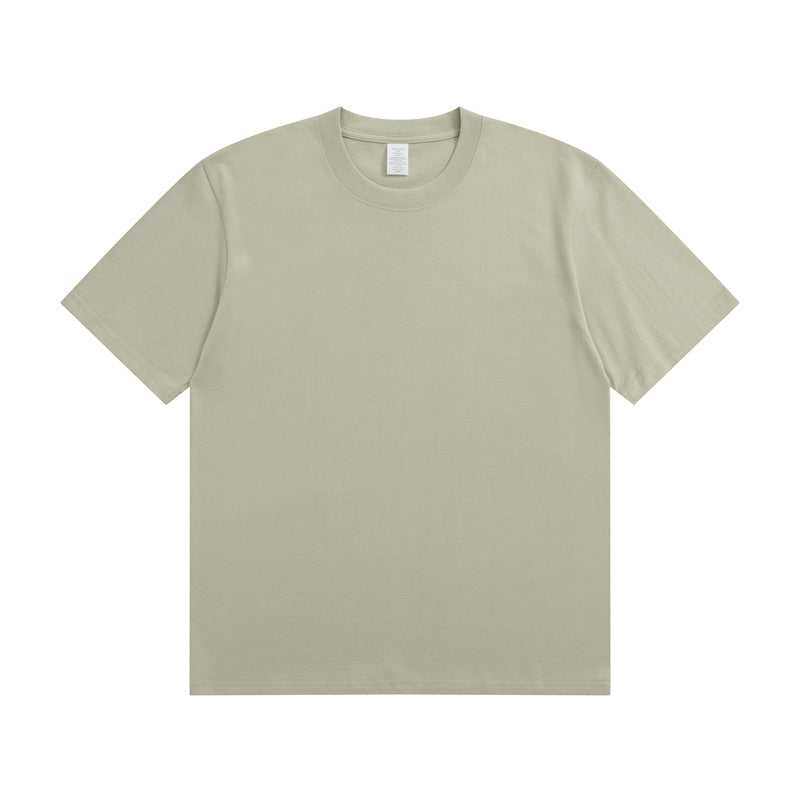 Men's Cotton T-shirt Heavy Solid Color Round Neck Short Sleeves