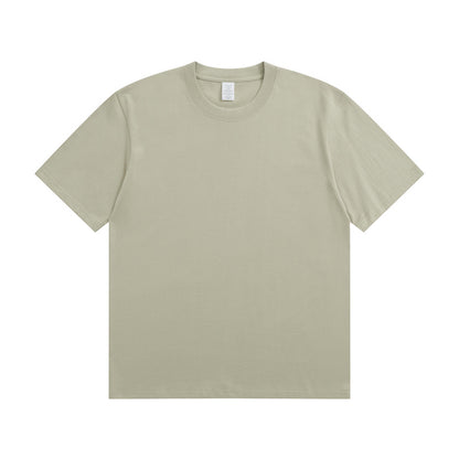 Men's Cotton T-shirt Heavy Solid Color Round Neck Short Sleeves