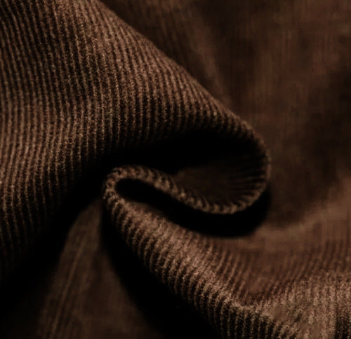 Retro Solid Color Corduroy Polo Collar Long Sleeve Sweatshirt