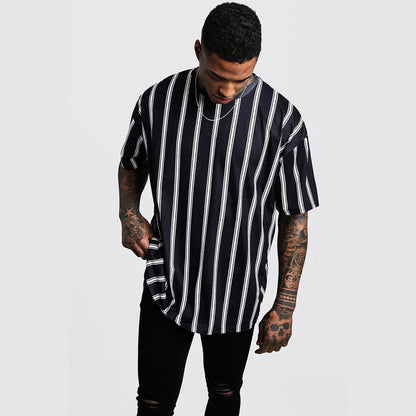 Short-sleeved 3D Printed T-shirt With Simple Stripes