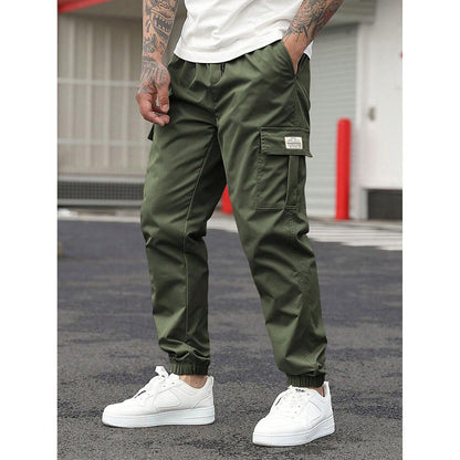 Men's Retro Drawstring Multi Pocket Workwear Casual Pants