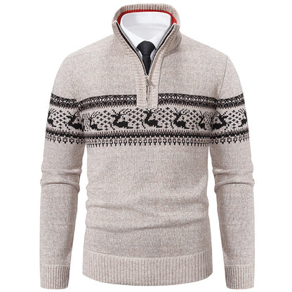 Handsome Bottom Line Large Size Half-zip Sweater