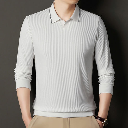 Men's Vertical Stripes Solid Color T-shirt Bottoming Shirt