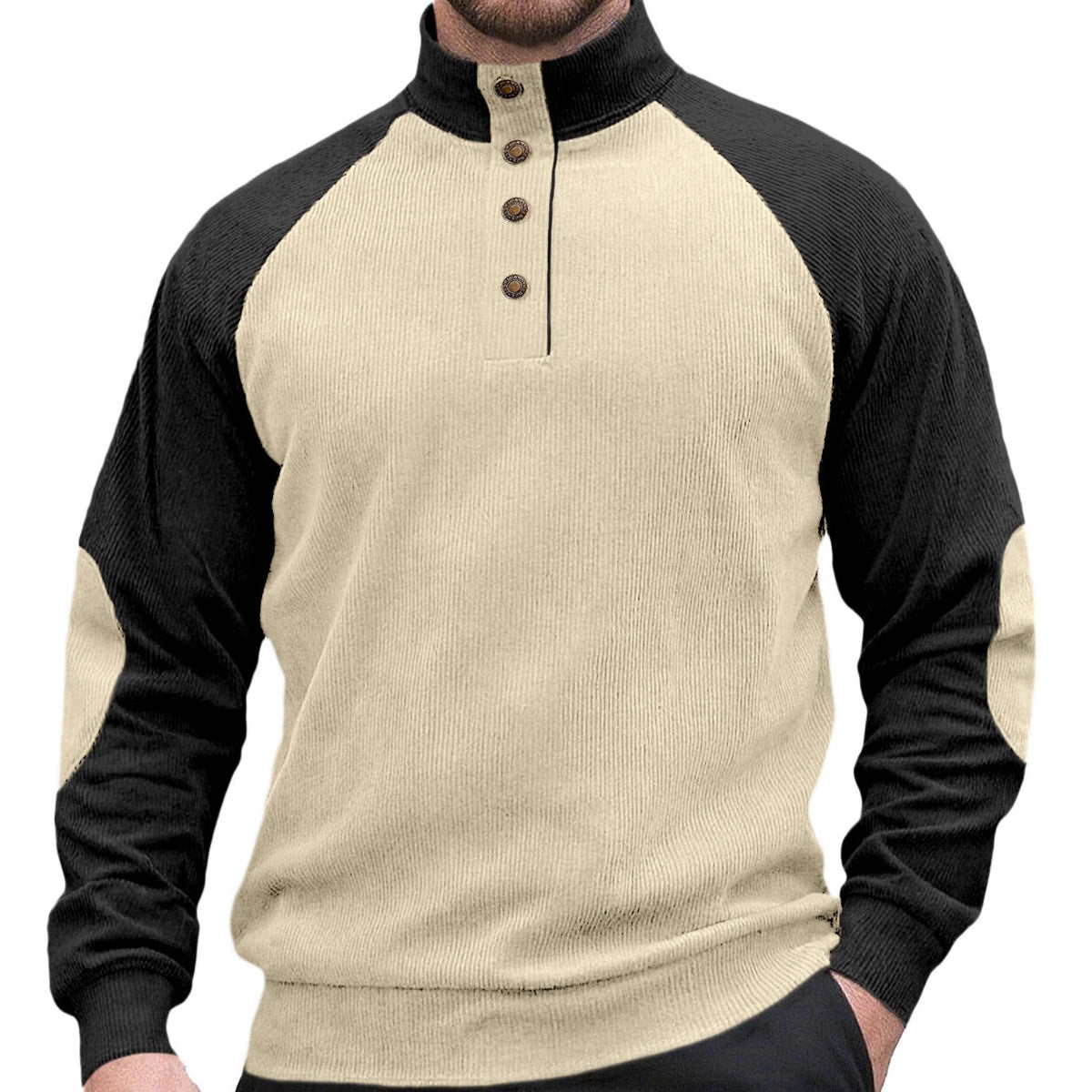 Spring Autumn Men's Outdoor Raglan Sleeve Casual Stand-up Collar Loose Long Sleeve