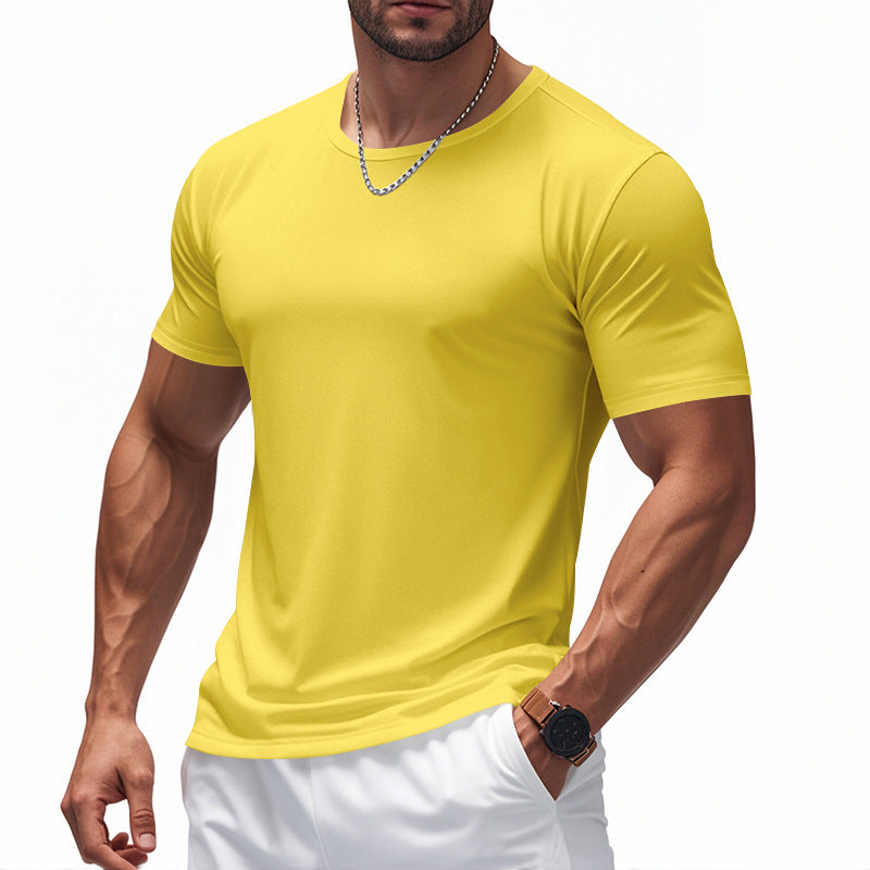 Quick-drying Crew Neck Short Sleeve Marathon Workout Exercise T-shirt