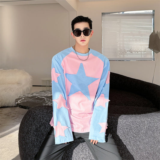 Stylish Long-sleeve Top With A 3D Pentagram Design
