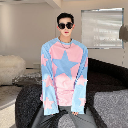 Stylish Long-sleeve Top With A 3D Pentagram Design