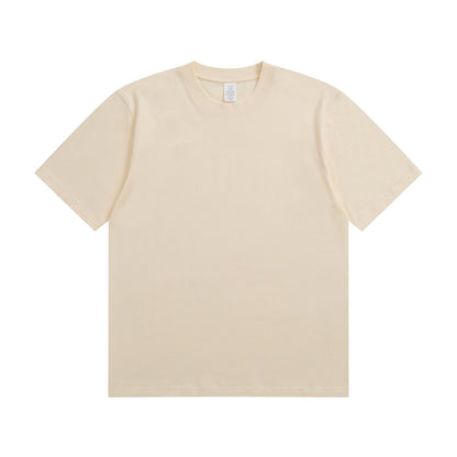 Men's Cotton T-shirt Heavy Solid Color Round Neck Short Sleeves