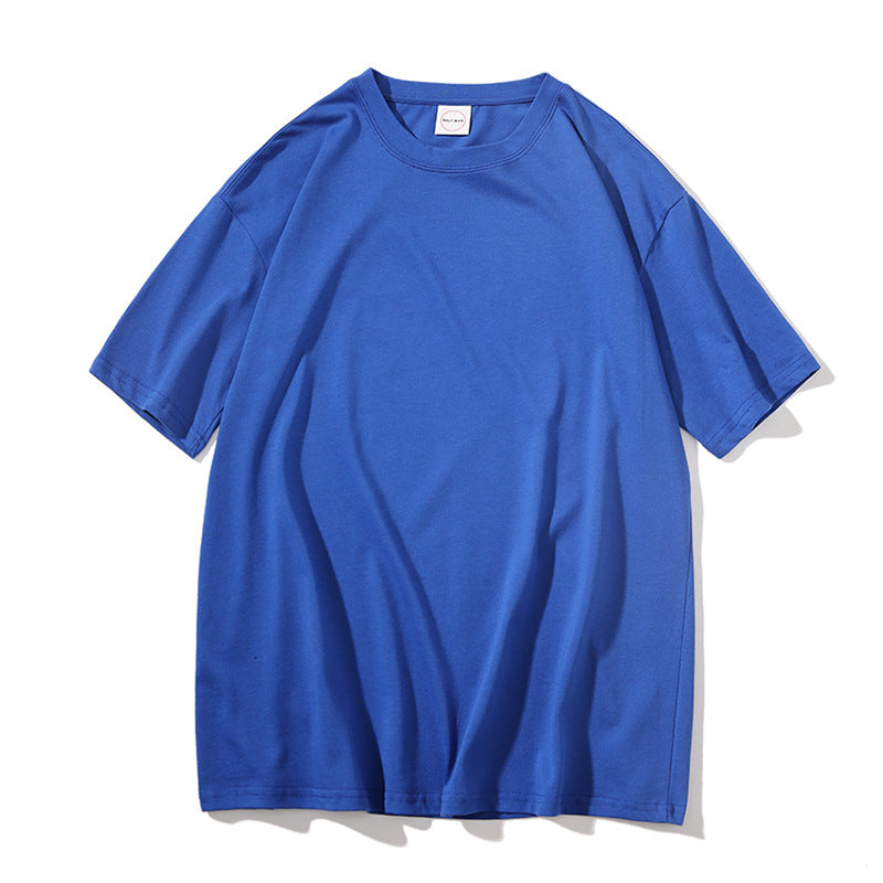 Loose Couple All-match Solid Color Round Neck Short Sleeves