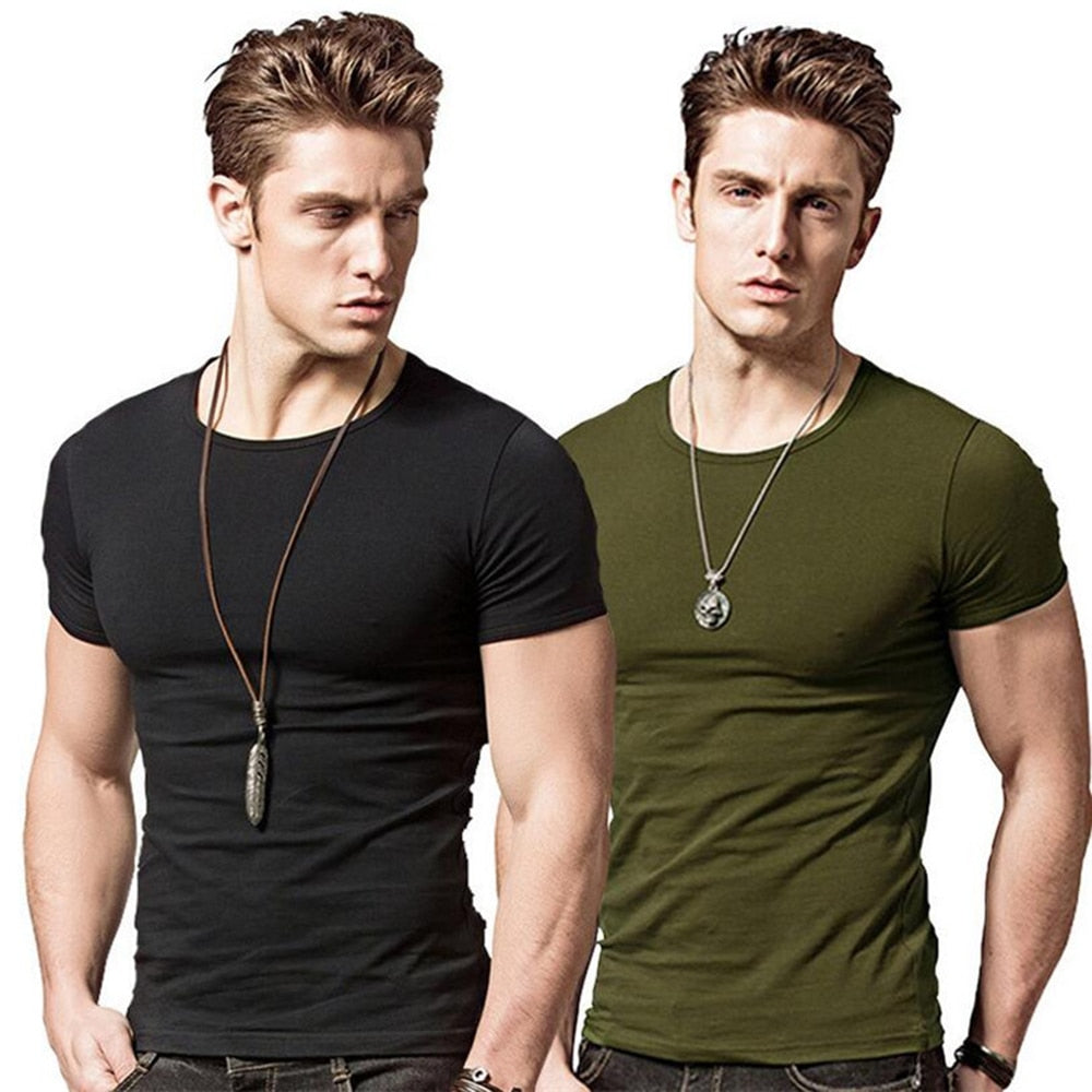 Men's T-shirt Short-sleeved Slim Solid Color Quick-drying