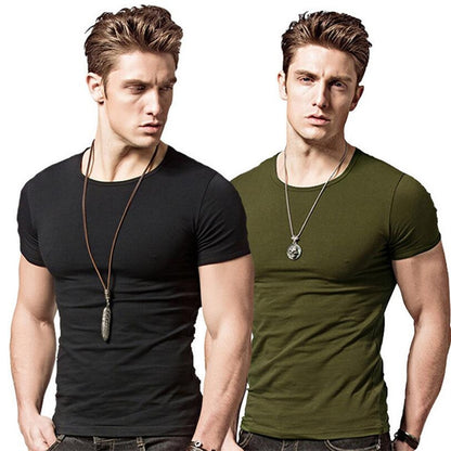 Men's T-shirt Short-sleeved Slim Solid Color Quick-drying