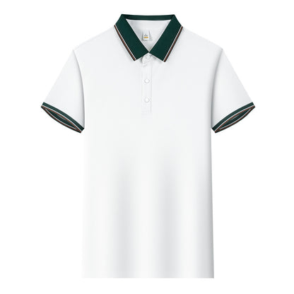 Color Stitching Turnover Neck Short-sleeved Shirt Workwear