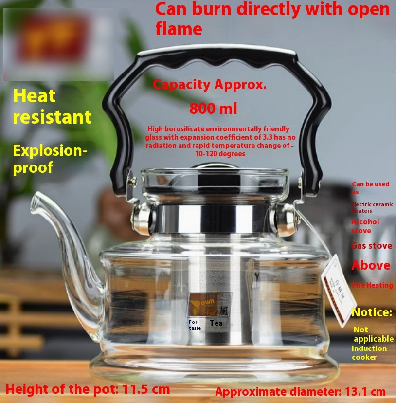 Heat-resistant Borosilicate Open Fire Heating Chinese Scented Teapot
