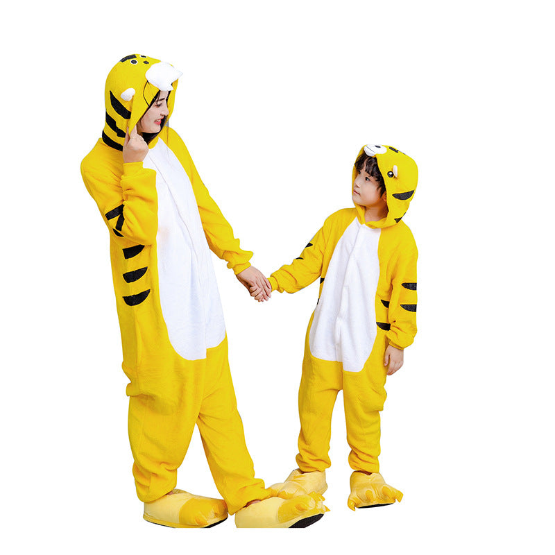 Yellow Hooded Girl Cartoon Family Wear Parent-child Home Pajamas
