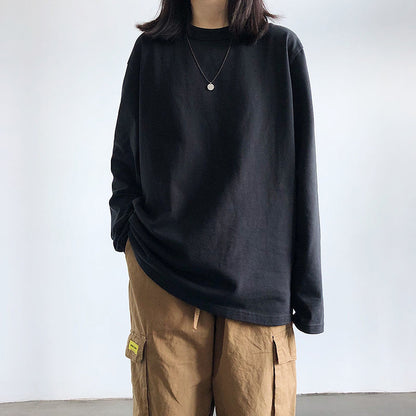 Cotton Long-sleeved Solid Color Base Shirt Top