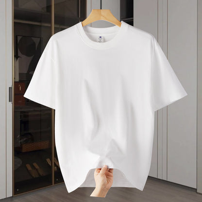Drop Shoulder Loose Round Neck Pure Color All-matching