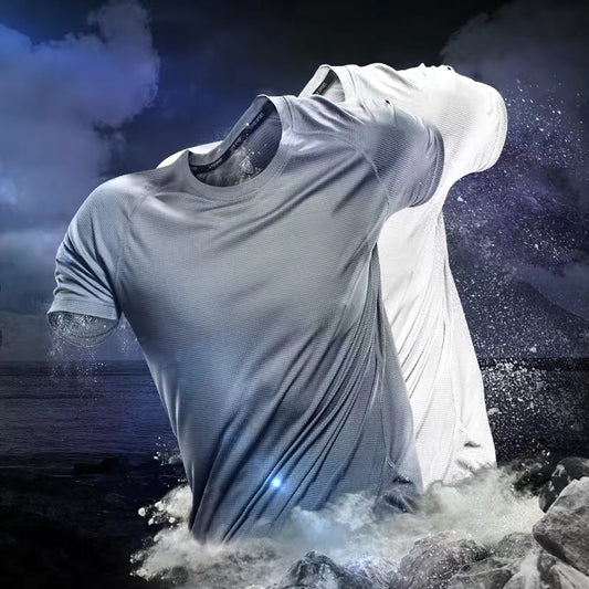 Men's Mesh Ice Silk T-Shirt Short Sleeve Sports Casual