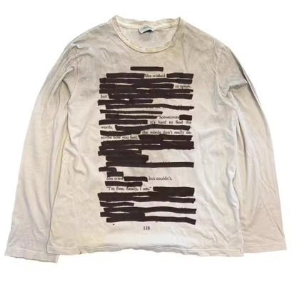 Men's Crew-Neck Printed Long-Sleeve T-Shirt Top