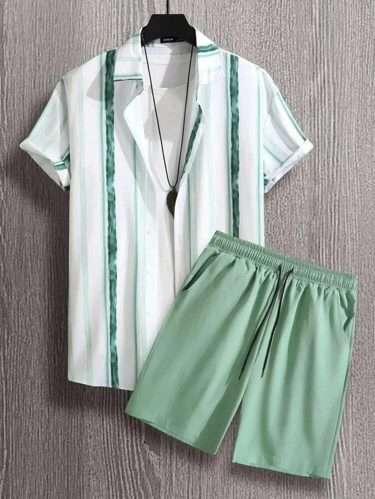 Popular Short Sleeve Hipster Beach Style Hawaii Suit