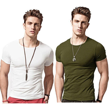 Men's T-shirt Short-sleeved Slim Solid Color Quick-drying