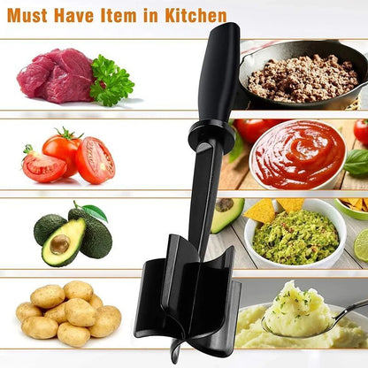 5 Blade Heat Resistant Nylon Meat Chopper Non Scratch Potato Masher Tool Safe For All Cookware Kitchen Utensil For Ground Beef Hamburger Smasher Cooking Tools