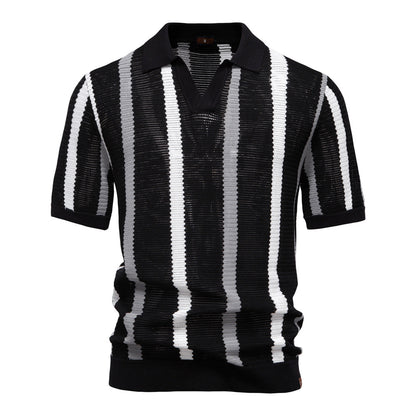Breathable Hollow Men's Short-sleeved Polo Shirt Sweater