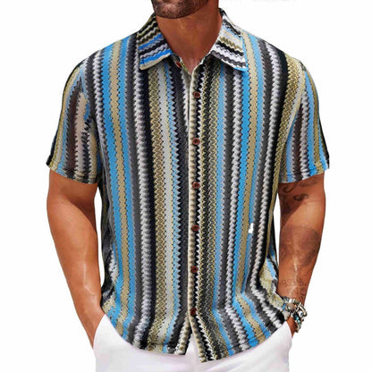 Summer Men's Ethnic Style Striped Shirt