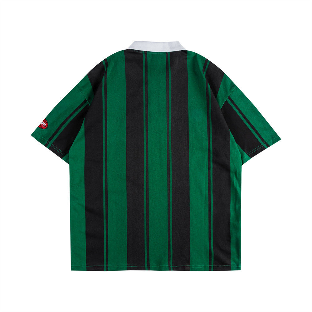 Striped Letter Embroidered Polo Shirt Men's