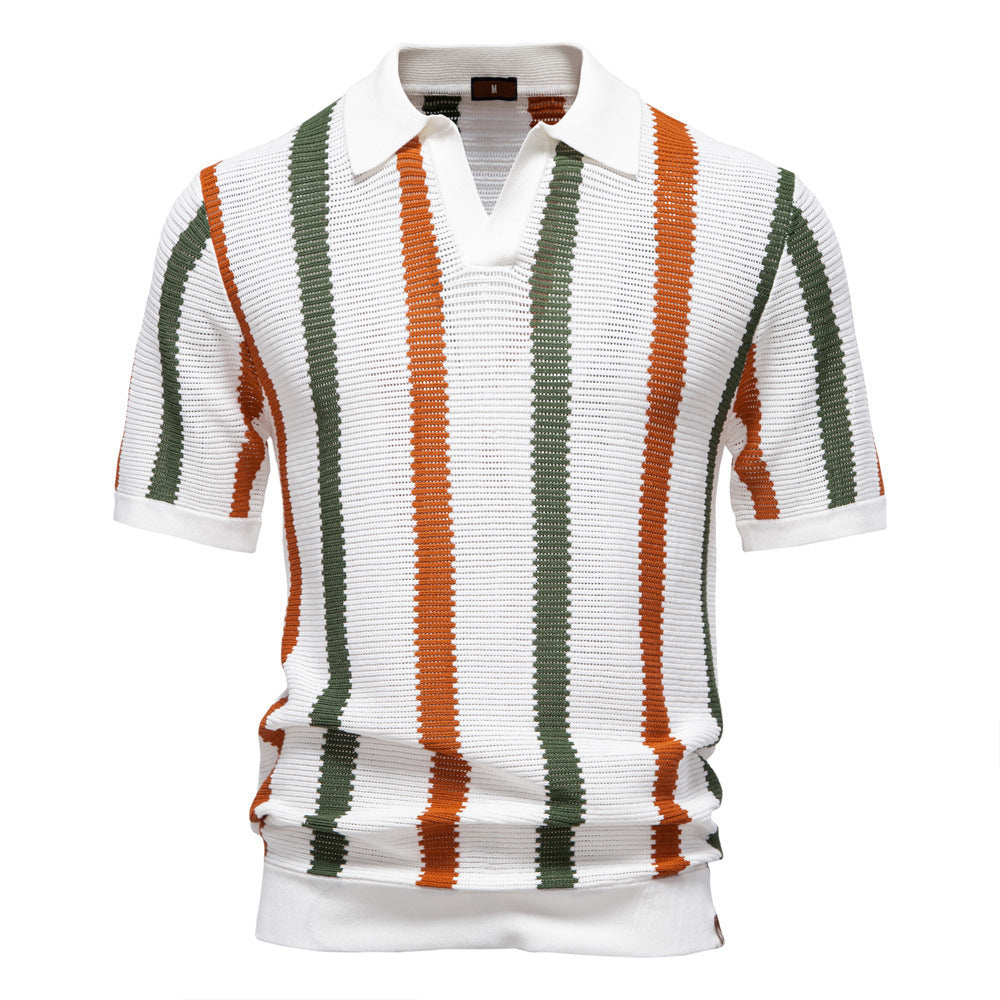 Breathable Hollow Men's Short-sleeved Polo Shirt Sweater