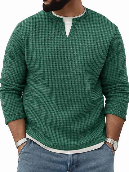 Mens FallWinter Two-Piece Crew-Neck Long-Sleeve Top