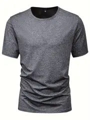 Mens Fashion Sports T-Shirt Casual Stretch Crew Neck