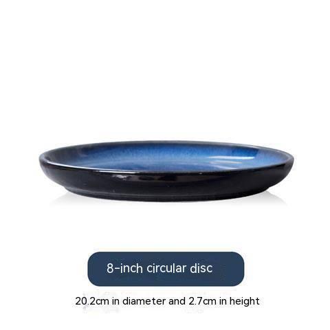 Blue Kiln Baked Gradient Ceramic Western Cuisine Plate Meal Tray Restaurant Dish Home Cutlery Plate
